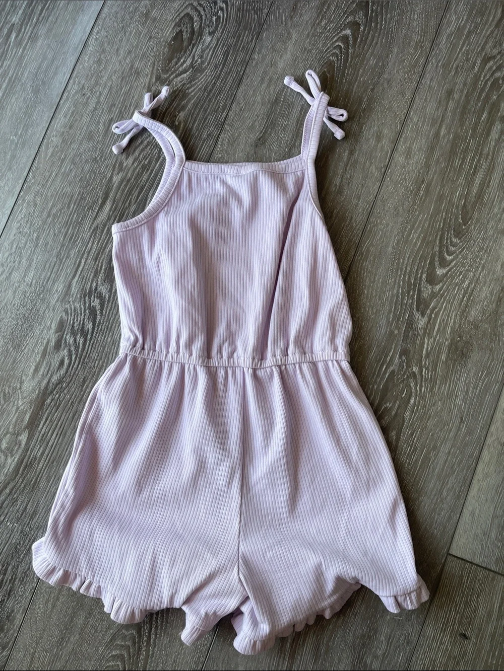 Old Navy Lilac Ribbed Tie-Shoulder Romper